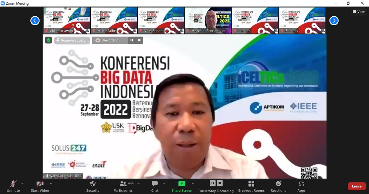 idBigData's tweet photo. Selamat pagi! Konferensi Big Data Indonesia Pagi ini telah dimulai dengan sambutan dari General chairs ICelTIC, Ketua IEEE Indonesia Section /Kepala Pusat Riset Teknologi Satelit-BRIN, dan Rektor Universitas Syiah Kuala.

Yuk yang belum join ke room, jangan ketinggalan yah! https://t.co/SuDaOjRlqM