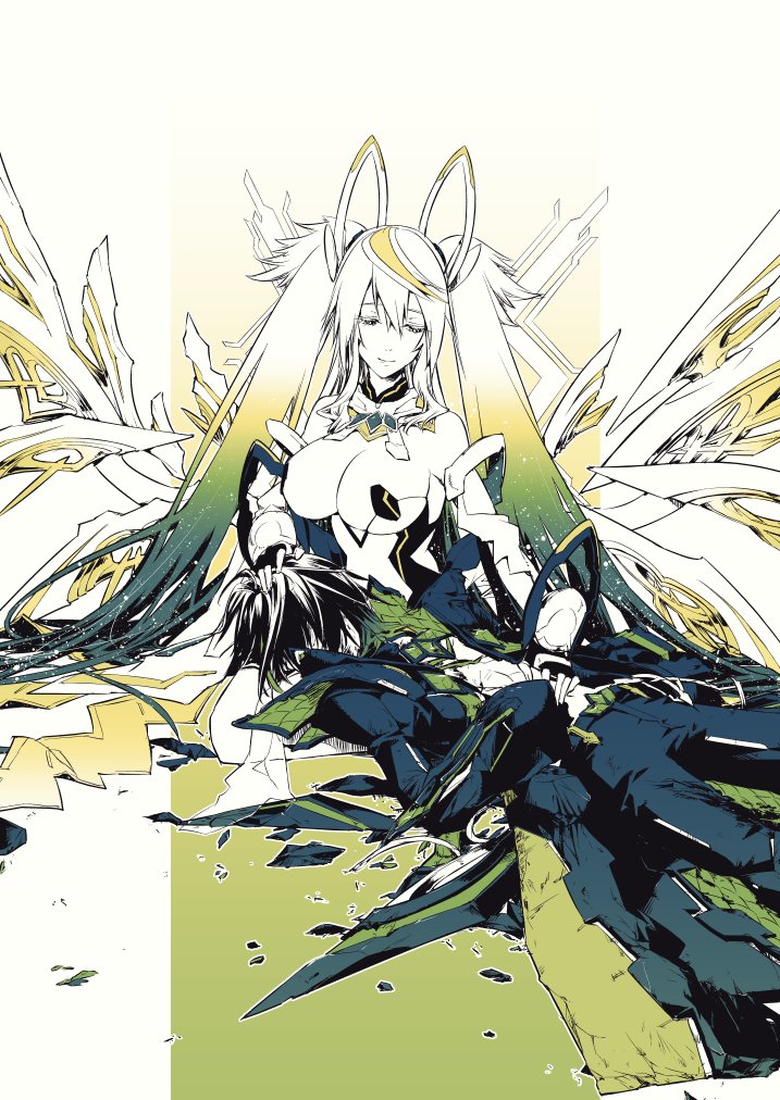 「モノクロ的なのこう言うの(モノクロで描いてグラデマップで色付けてるだけなので 」|水貴：頭割りBアラさ11のイラスト