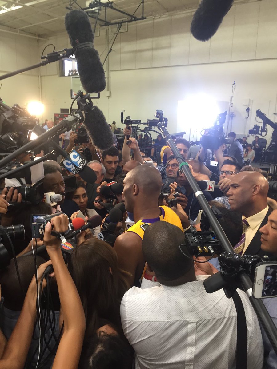 ChrisPalmerNBA's tweet photo. Kobe’s Last Media Day. 7 years to the day. https://t.co/F2j57yax1e
