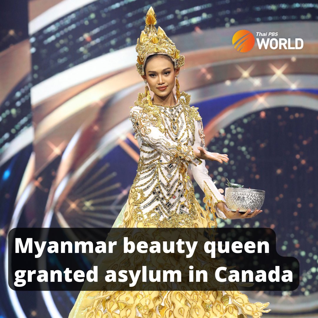 ThaiPBSWorld's tweet photo. Myanmar’s former beauty queen and an anti-junta activist, Thaw Nandar Aung, aka “Han Lay”, who has been stranded in Thailand due to immigration difficulties, has finally been granted asylum in Canada.

https://t.co/vdAz5UavXc

#ThaiPBSWorld #HanLay https://t.co/DqwFpReDRl