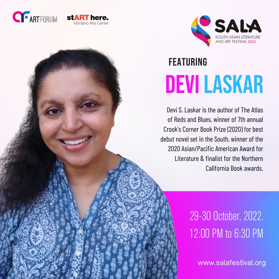 artforumsf's tweet photo. The 2022 SALA Festival features @DevisLaskar, an Asian Pacific American Award-winning American Author. 

#sala2022 #artforumsf #southasian #literature #devilaskar #author #writer #northerncaliforniabookawards https://t.co/BD9KVmXK74