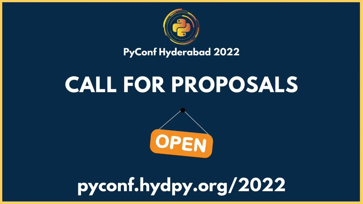 hydPython's tweet photo. The CFP for PyConf Hyderabad 2022 is now open, and we are delighted to announce that. We are forward to hear all of your brilliant suggestions! The deadline is November 8, 2022.
Please submit your ideas here: https://t.co/zTn7GXWvfi
#PyConfHyd2022 #Python #HydPy #Hyderabad https://t.co/mAEE1A90wo
