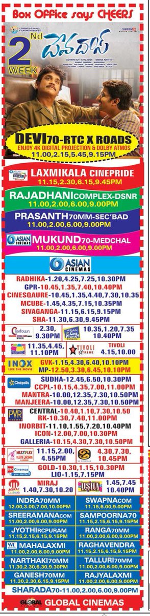 MoviesUpdatez's tweet photo. #4YearsForDevaDas
Hyderabad, Devi70 28 Days Run. Replaced with #BangariBalraju
RTC X-Roads Closing Gross 55,61,658
@iamnagarjuna @NameisNani @aakanksha_s30 @iamRashmika @ItsActorNaresh @VyjayanthiFilms
A Film by @sriramadittya #DevaDas https://t.co/jj2BTku1uI