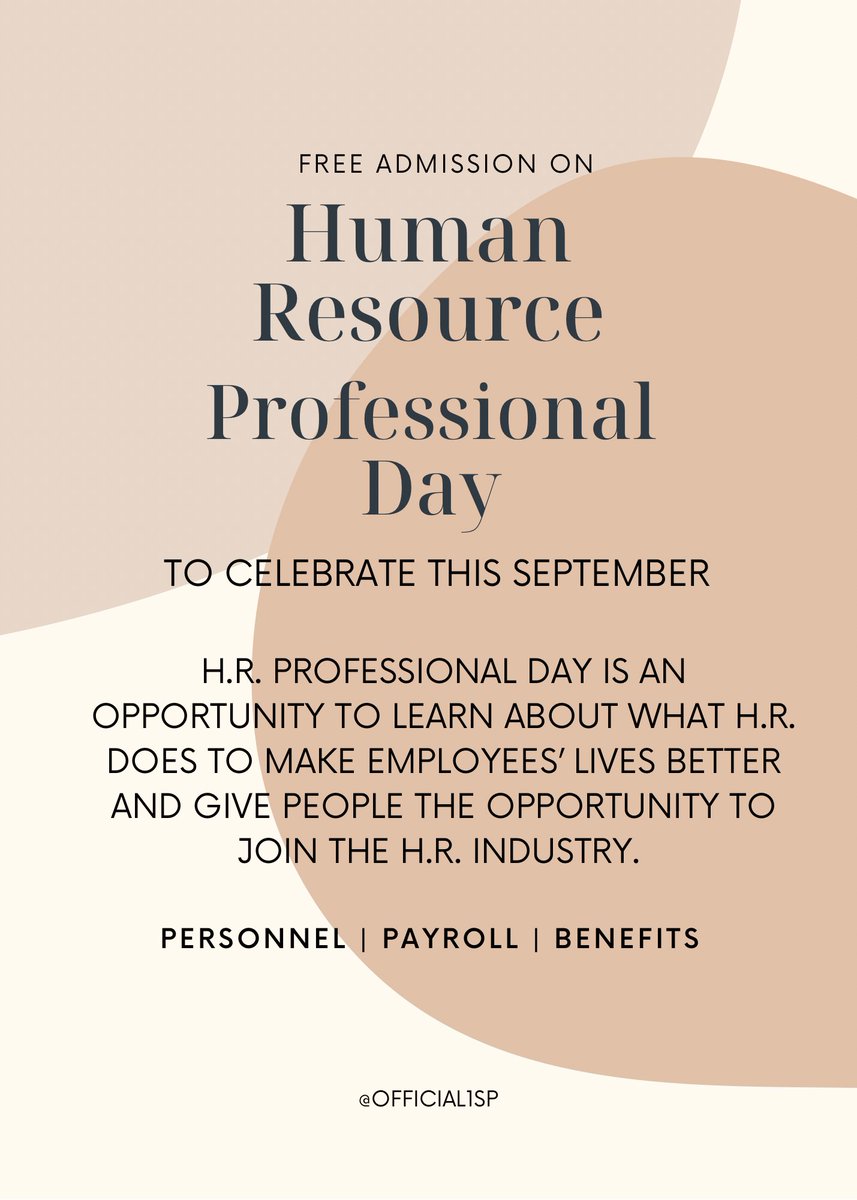 1spQuotes's tweet image. Human Resource Professional Day is celebrated every September 26th and is designed to pay tribute to those working in H.R. departments everywhere. This is the day also @Official1SP aims to raise awareness about the role of the job. 

#official1sp #1sp #HR #humanresources #HRpros