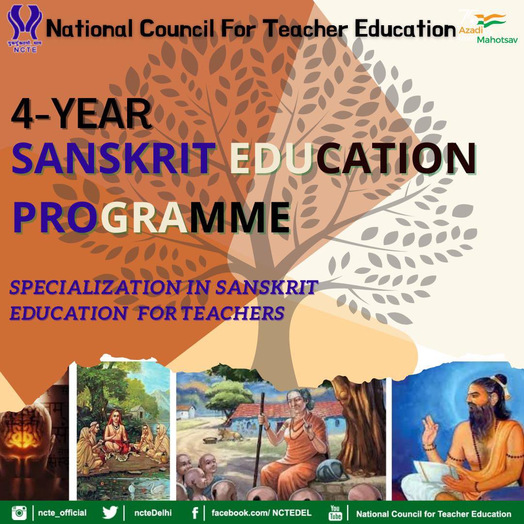 #NCTE has initiated to formulate #4Year Integrated Sanskrit Education Programme aligned with NEP 2020 and UGC (NHEQF).
#SanskritEducation #LanguageTeachers
#NEP2020