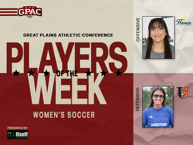 WOMEN'S SOCCER: Week 5 Honors - (Offensive) Jimena Estrada Gómez of <a href="/CSM_Flames/">Flames Athletics</a> and (Defensive) Tea Pence of <a href="/JimmieAthletics/">Jimmie Athletics</a>.

Complete Release:
 bit.ly/gpac_wsoc05