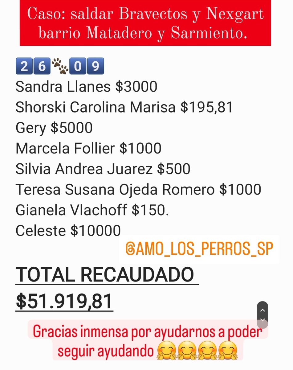 cotelaichaco's tweet photo. Caso: saldar Bravectos y Nexgart barrio Matadero y Sarmiento. Gracias inmensa por ayudarnos a poder seguir ayudando 🤗🤗🤗🤗#AMOLOSPERROSSP https://t.co/hFZ0BmEIb6