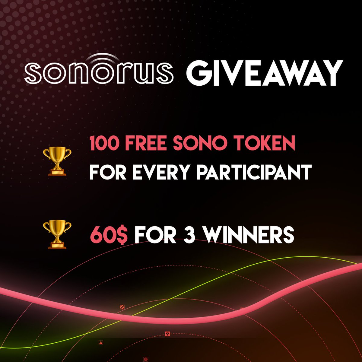 #Giveaway to celebrate WebApp Beta
🏆Get 100 FREE TOKEN
🏆3x20 $USDC

To Enter:
✅Register&Claim FREE TOKEN:bit.ly/3LJ9PPi
✅Fw @SonorusOfficial& @Sonorus_Mike
✅RT+Like+Tag 3 frds
✅Join Discord: discord.gg/43rz97vpP8

Winner announced on Discord
End:02/10 24:00 UTC