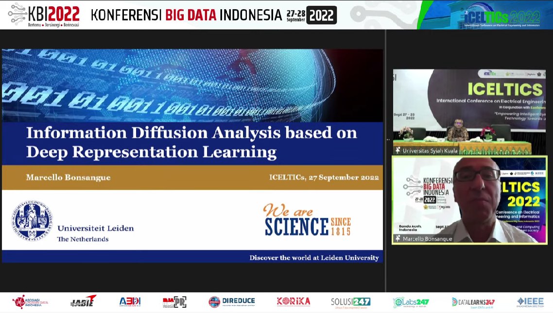 idBigData's tweet photo. Pembicara pertama adalah Prof. Marcello Bonsangue dari leiden University, dengan judul "Information Diffusion Analysis based on Deep Representation Learning"

#KonferensiBigDataIndonesia2022 #KBI2022 #idBigdata #BigData https://t.co/jxJBQK5owD