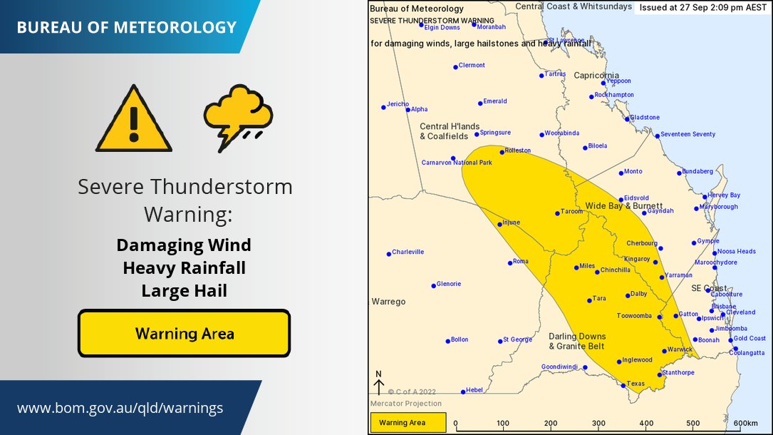 Bureau of Meteorology, Queensland (@bom_qld) on Twitter photo ⚠️⛈️ Severe thunderstorm warning: severe thunderstorms developing in central and #SEQld, bringing a risk of damaging winds, large hail and heavy rainfall. Warning details and updates: ow.ly/Sgt950KTQGE ⚠️⛈️ Severe thunderstorm warning: severe thunderstorms developing in central and #SEQld, bringing a risk of damaging winds, large hail and heavy rainfall. Warning details and updates: ow.ly/Sgt950KTQGE