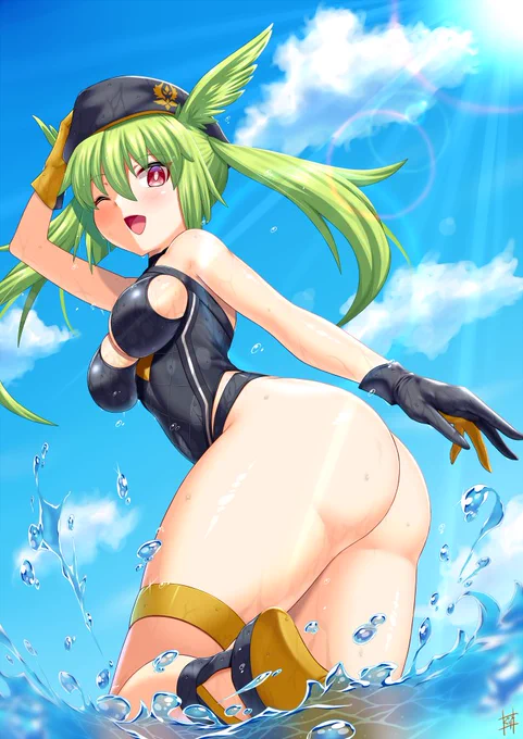 ※R18注意  #NSFW#夏が終わりそうだし今年描いた水着絵を貼ろう 実質2枚。 