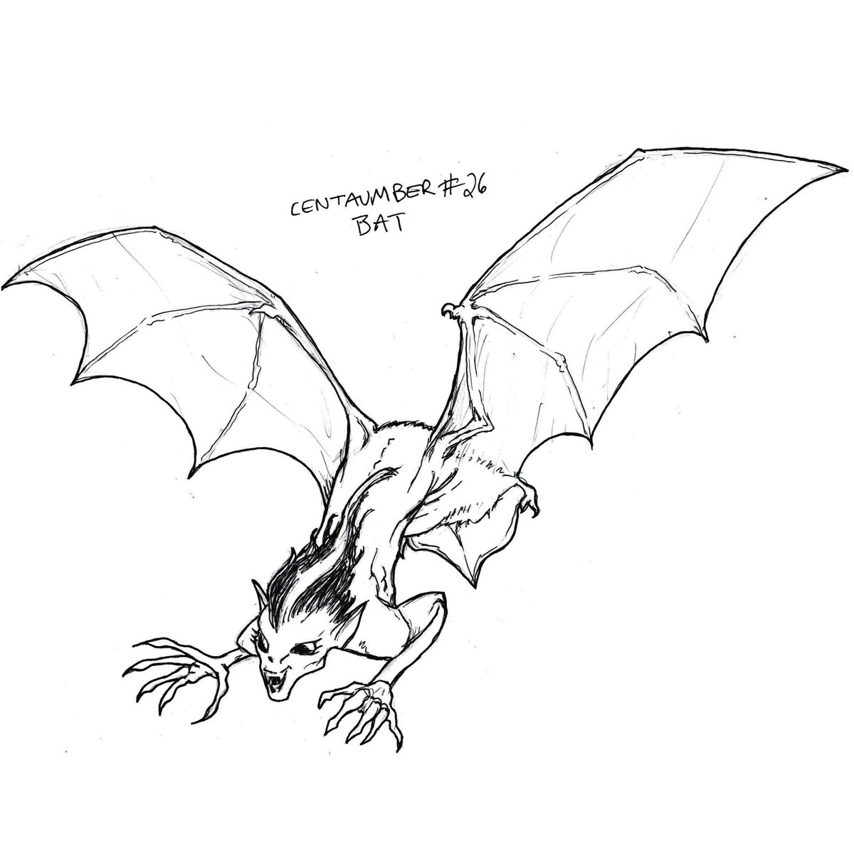 byduncanshields's tweet photo. My September drawing challenge this year is Centaumber which will be the 'centaurification' of non-horse animals. This is #26:Bat #centaumber #centaur #inktember #hybrid #animal #bat https://t.co/wh01LaBSBt