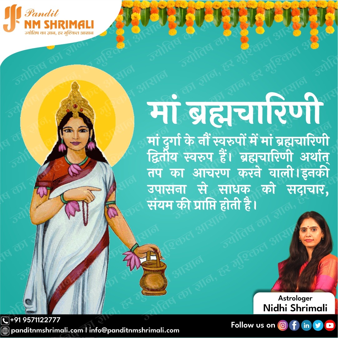panditnmshrimal's tweet photo. दुसरे दिन माता ब्रह्मचारिणी ( इसका अर्थ- ब्रह्मचारीणी) की पूजा की जाती है जिससे सुख सम्व्रिधि , कलह मुक्ति ,रोगों की मुक्ति होती है
#माँब्रम्हाचारिणी #prathamdinmaashailputri #navratri #shardiyanavrari #devi #9devi #goddess #blessings #shailputri #bramhacharini #chandraghanta https://t.co/FhKGO25AEp
