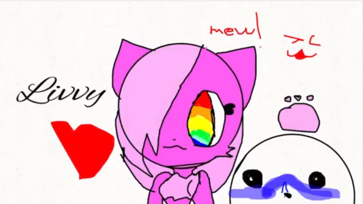 i_yon_a's tweet photo. Flashback to when I had a ‘sans wife and girlfriend’ channel and my character was a purple pink cat named Livvy 😟 https://t.co/XMgjTUT28A
