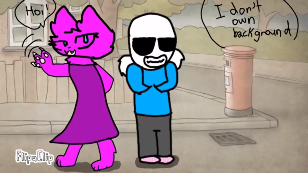 i_yon_a's tweet photo. Flashback to when I had a ‘sans wife and girlfriend’ channel and my character was a purple pink cat named Livvy 😟 https://t.co/XMgjTUT28A