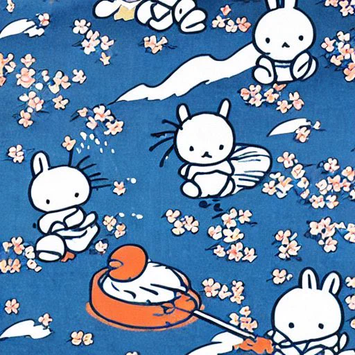 AIにミッフィーちゃんと北斎でお願いしたら天才同士のしぶカワがうまれた 