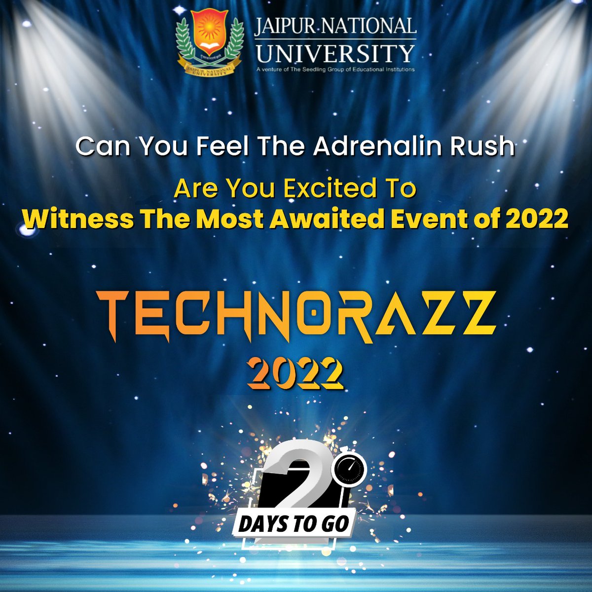 JAIPURJNU's tweet photo. Feeling the nerve-racking chill? Getting cold feet with excitement? Well, that's what happens when the most happening event in the town is just around the corner! Technoraaz is here to thrill your soul and passion!!

#JNU #JaipurNationalUniversity #Campusevent #Technorazz https://t.co/NzhdZUqJvo
