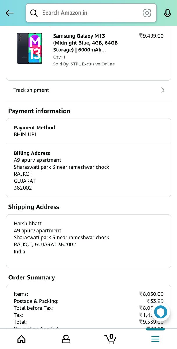 h_pbhatt's tweet photo. @amazonIN again with 3rd order it deliver on unknown address i have cleared mention my shipping address to rajkot still it will deliver to junagadh i will now take lagal advice to this fraud happen again and again proof as below https://t.co/KyX2pxIGbR https://t.co/c4pdiTAT9W