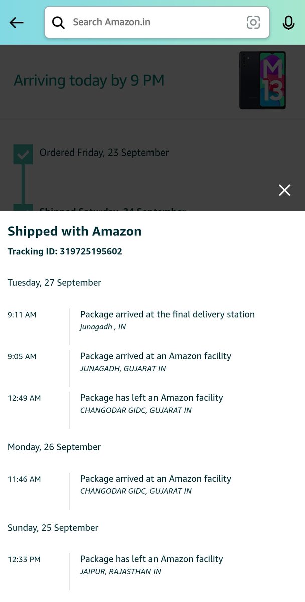 h_pbhatt's tweet photo. @amazonIN again with 3rd order it deliver on unknown address i have cleared mention my shipping address to rajkot still it will deliver to junagadh i will now take lagal advice to this fraud happen again and again proof as below https://t.co/KyX2pxIGbR https://t.co/c4pdiTAT9W