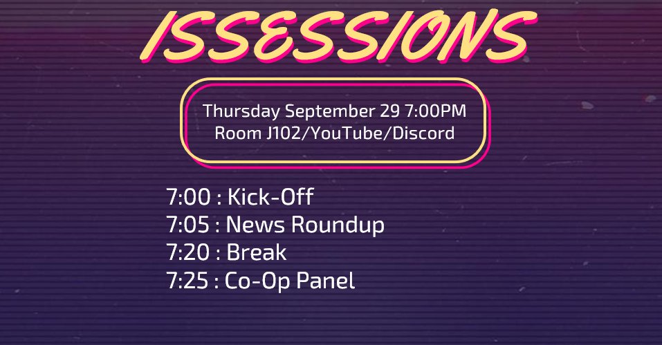 issessions's tweet photo. Welcome back to our bi-weekly scheduled program of ISSessions! This Thursday, September 29th, will be our next meeting in-person once again! We can't wait to show you what we have planned for this night! You won't want to miss this, especially if your Co-Op is coming up soon! https://t.co/tYfurNzCDW