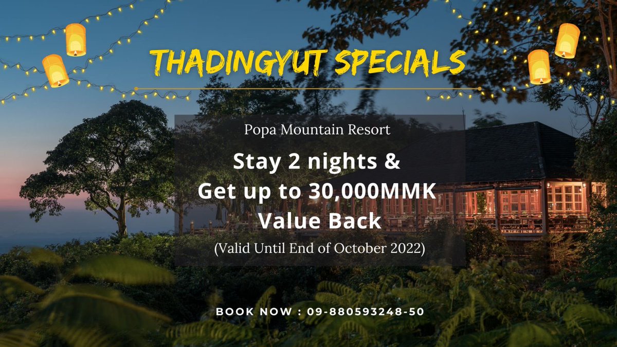 aureum_palace's tweet photo. Enjoy a delightful stay at Aureum Palace Hotels &amp; Resorts with Thadinkyut Specials Value Back Deals.

#aureumpalacehotelandresort 
#october2022 
#luxuryhotel #Promotion #hotdeals
#hotel #bagan #inle #ngapali #ngwesaung #pyinoolwin #naypyitaw https://t.co/DEVK2lNkJO