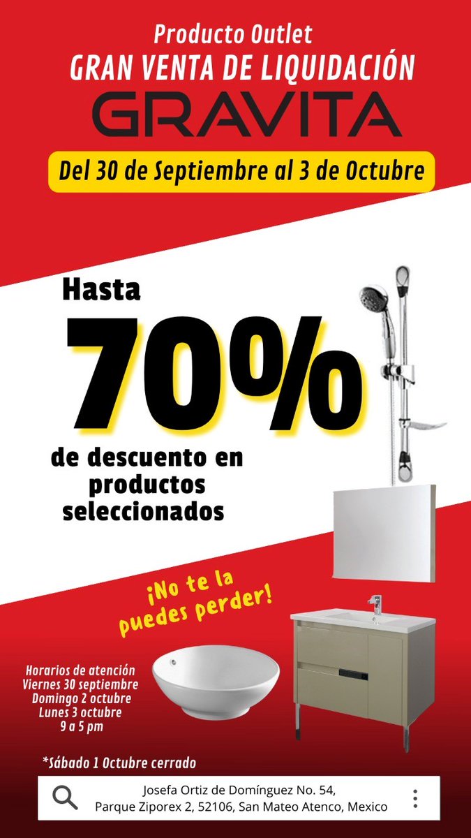 La venta sera en nuestro CEDIS;
Josefa Ortiz de Domínguez 54, Parque Ziporex 2, 52106 San Mateo Atenco, Méx.