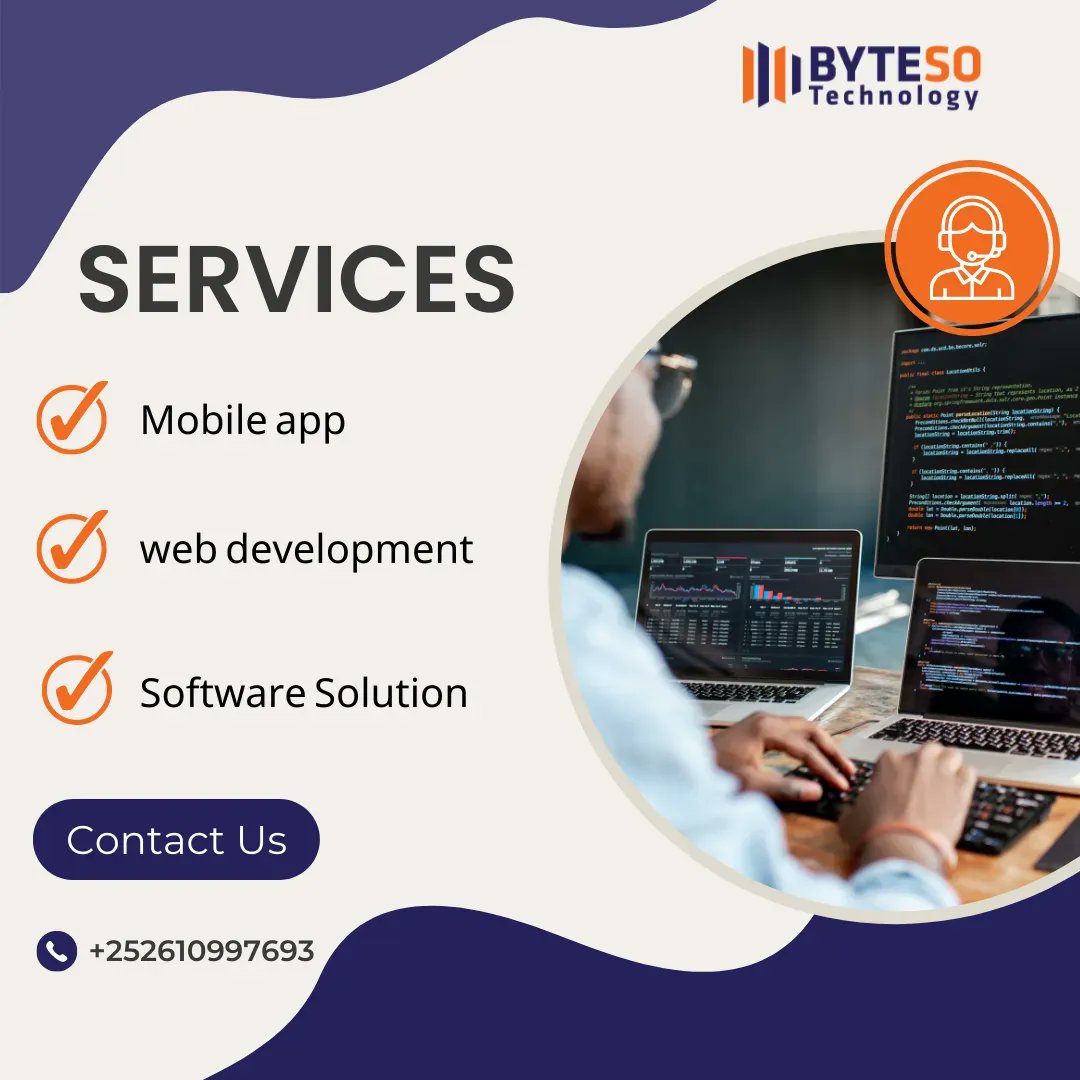 bytesotech's tweet photo. what we offer?

#MobileApp
#WebDev
#SoftwareSol https://t.co/Dic0QizZdn