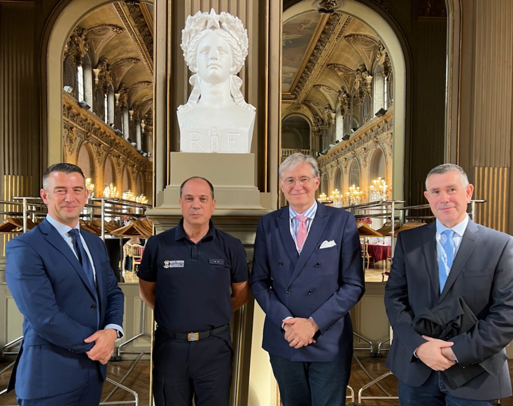 128 e congrès national des sapeurs pompiers à  NANCY : rencontre sur l’IA de l’amiral Lionel MATTHIEU chef de corps du BMPM à Marseille , le Contrôleur Général Emmanuel CLAVAUD du SDIS du Rhône à LYON et le chef de corps du SDIS 78 Stéphane MILLOT à Versailles.