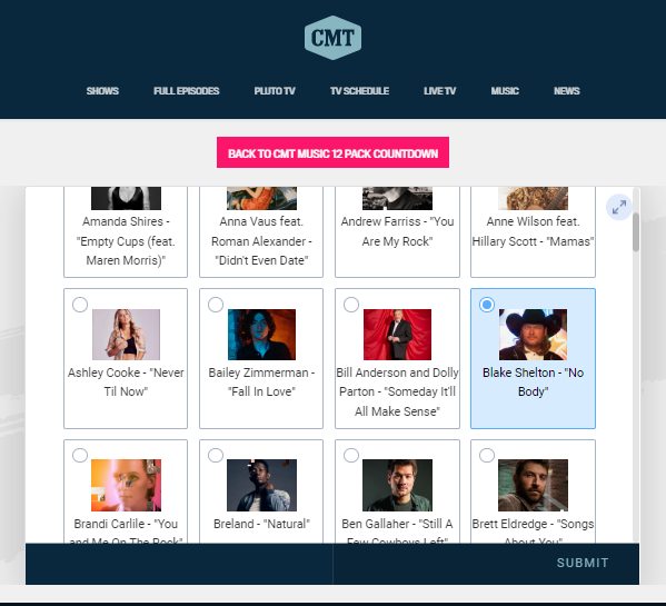 MingTatong's tweet photo. Let’s keep the voting going for Blake Shelton’s #NoBody. (Unlimited voting)
Click here to vote: https://t.co/srRQ9PbLQo
@cmt @blakeshelton #BlakeShelton #CMT12PACKCOUNTDOWN https://t.co/YCqykBUgy9