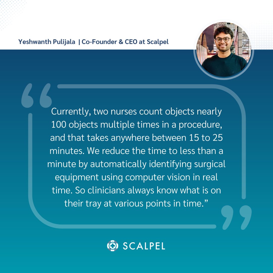 Once a surgical procedure is underway, operating rooms act like black boxes - with clinicians on the outside unaware of what stage the surgery is in. 

Using real-time data, Scalpel's technology removes these unknowns, to champion patient safety and improve efficiencies⬇️