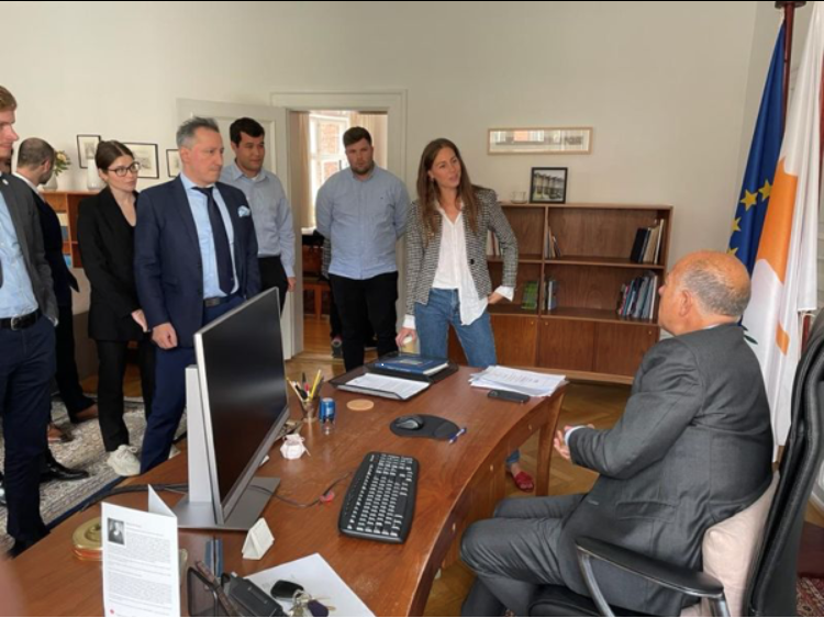 CyprusinDenmark's tweet photo. We were delighted to recently host an event for students from CSCD Youth Academy at the Embassy of the Republic of Cyprus in Copenhagen. Thank you for the pleasant meeting and good luck with your future endeavours! https://t.co/nDjm8MKckA