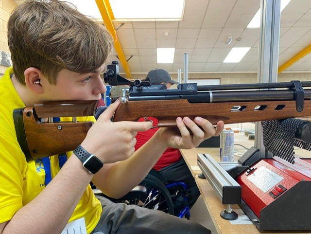 AKSSchool's tweet photo. Talented Y12 student James recently attended the Inter Spinal Games at Stoke Mandeville. James won the overall competition for rifle shooting at 10m &amp; has now been selected to attend the British Schools Shooting competition where he'll be listed as representing AKS for Lancashire https://t.co/LlaEnYxxVs