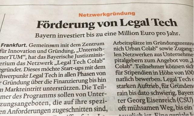 BakerMcGER's tweet photo. Heute im @handelsblatt: Förderung von #legaltech - #Bayern investiert bis zu eine Million Euro pro Jahr #Netzwerkgründung #Netzwerk @LegalTechColab #Innovation @utumx #Startups #startup #Gründer #Gründungen https://t.co/O2P1lkxsxb