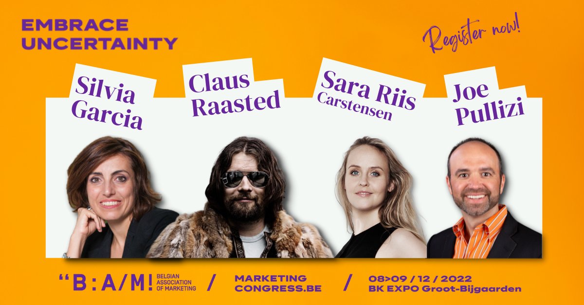 No less than 50 speakers will take the floor on 4 different stages during the next BAM Marketing Congress. The programme is still under construction, but we can already announce our first 4 not-to-be-missed keynotes. More info on marketingcongress.be.
#we_are_bam