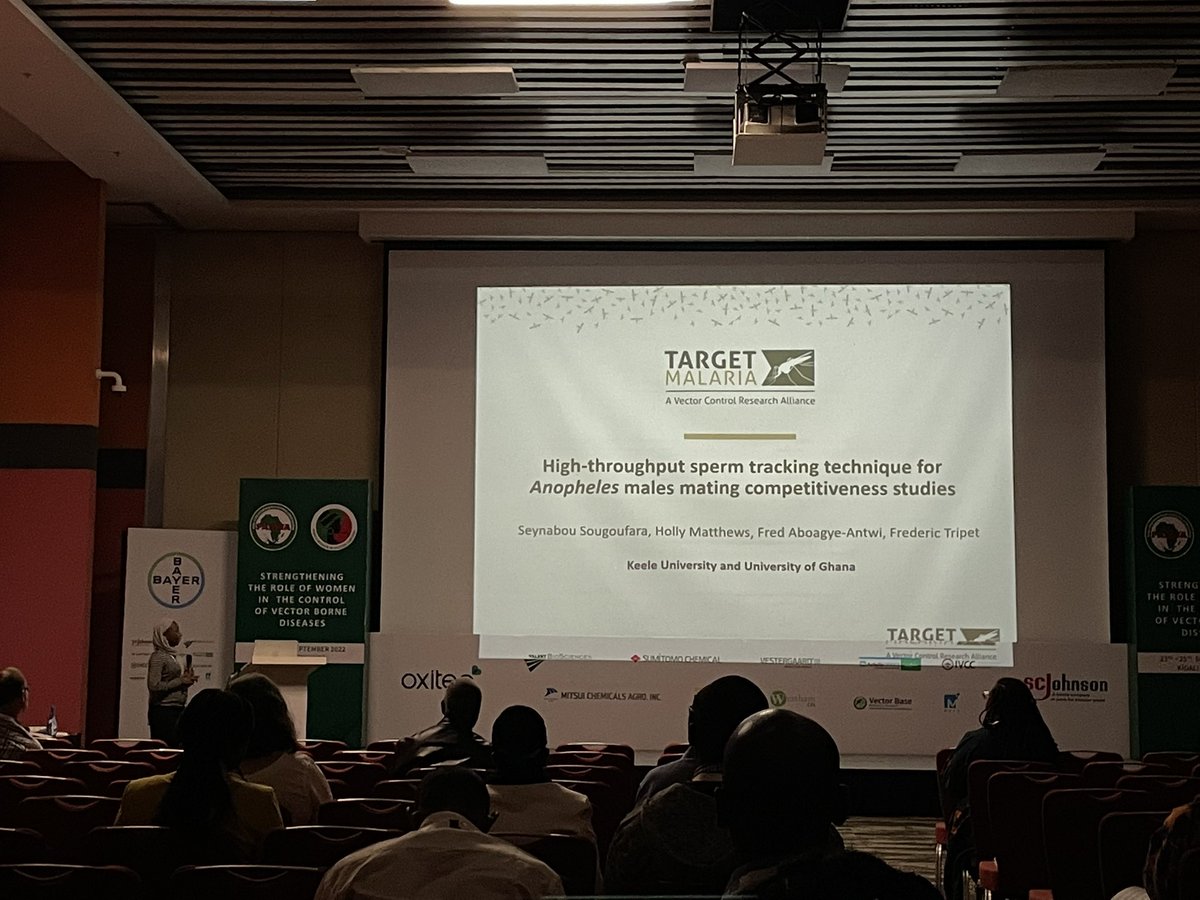 TargetMalaria's tweet photo. Seynabou Sougoufara of Target Malaria based at @KeeleUniversity presents a sperm-tracking technique for studies around Anopheles male mating competitiveness 🦟 https://t.co/q5JtjCs2mA