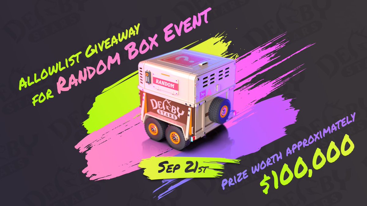 🦄더비스타즈 랜덤박스 NFT 래플 이벤트

👉RandomBox NFT 확정 * 5명

1. Submit gleam: gleam.io/6BzWf/airdropk…
2. 리트윗 + 좋아요
3. 친구 3명 태그

📆~Until Oct 9th 12PM (GMT +9)

#Giveaway #airdrop 
<a href="/DerbyStars_HQ/">Derby Stars</a>