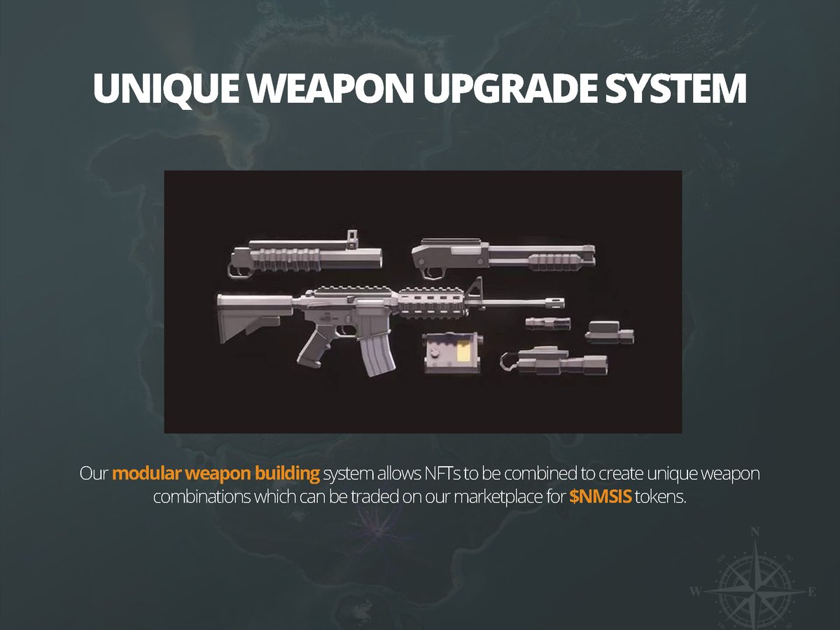 NemesisGame_'s tweet photo. Our game will have a modular weapon upgrade system made of #nfts 😎
https://t.co/0eLdFZyZsm
https://t.co/peEbaBZUoK
#gaming #cryptogaming #NMSIS #nemesisdownfall $NMSIS #nftgames https://t.co/T34Sq0mF3B