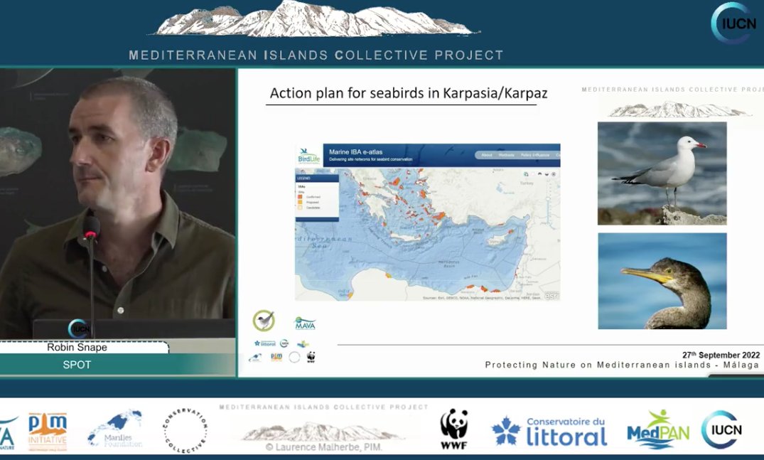 Robin Snape from @spot_turtles @UniofExeter presents the Action plan for #seabirds in Karpasia/Karpaz, Cyprus #Biodiversity on #Mediterranean #Islands #AchievingMediterranean