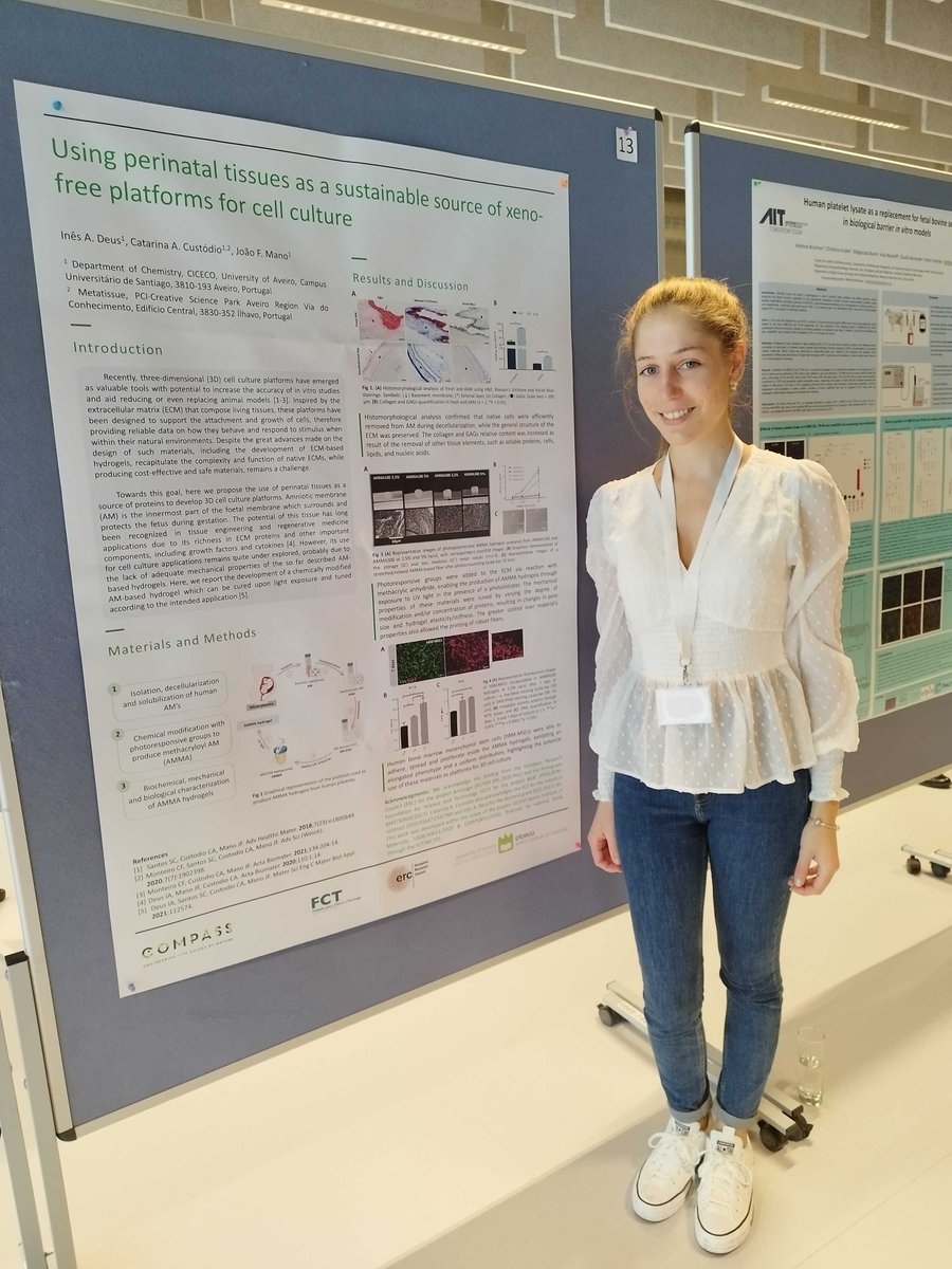 📣 Today, between 14:00 - 15:30h <a href="/C_A_Custodio/">Catarina Custódio</a>  and <a href="/InsDeus3/">Inês Deus</a>  will be presenting poster numbers 11 and 13 at EUSAAT 2022 congress!

Join them and discover xeno-free alternatives!

#EUSAAT2022Congress #animalfree #humanalternatives #3Rs #3Dcellculture #Linz #Austria
