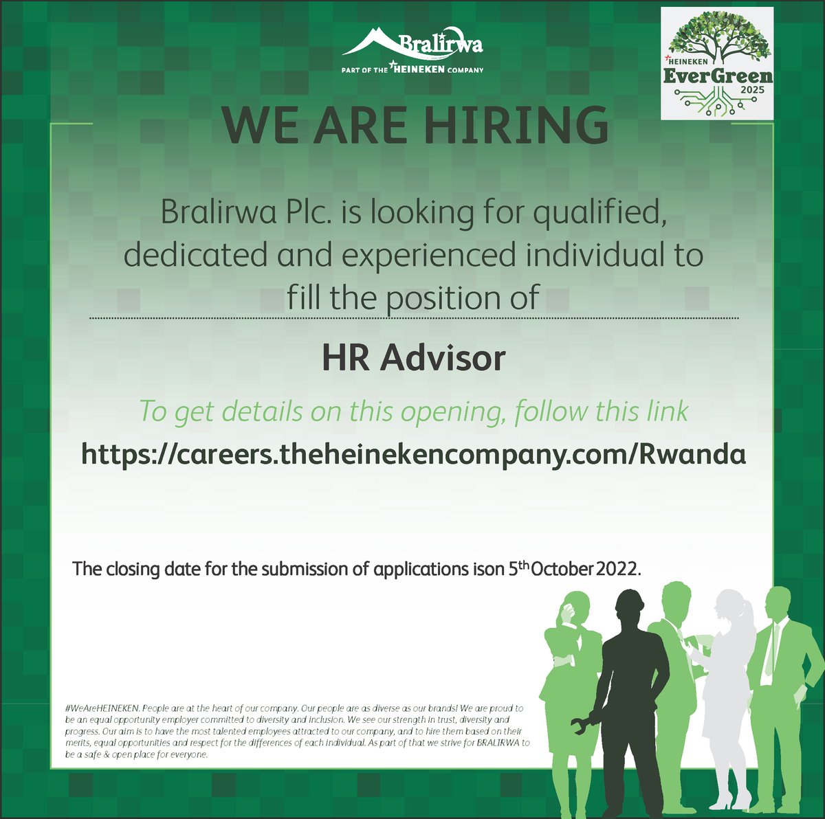 WE ARE HIRING! Apply now at careers.theheinekencompany.com/Rwanda