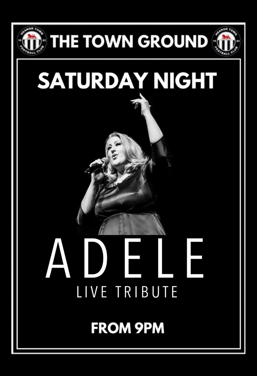 🎙ADELE

⭐️Live Tribute
📆Saturday Night
🕚From 9pm