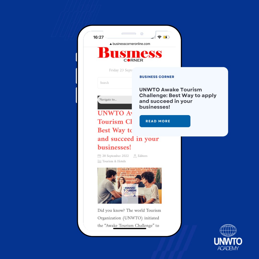 UNWTOAcademy's tweet photo. #TBT 🗞️'@UNWTO #AwakeTourismChallenge: Best Way to apply and succeed in your businesses!' via #BusinessCorner 

📲Read full article: https://t.co/ekaHDeBaWG https://t.co/axq4xqBC8D