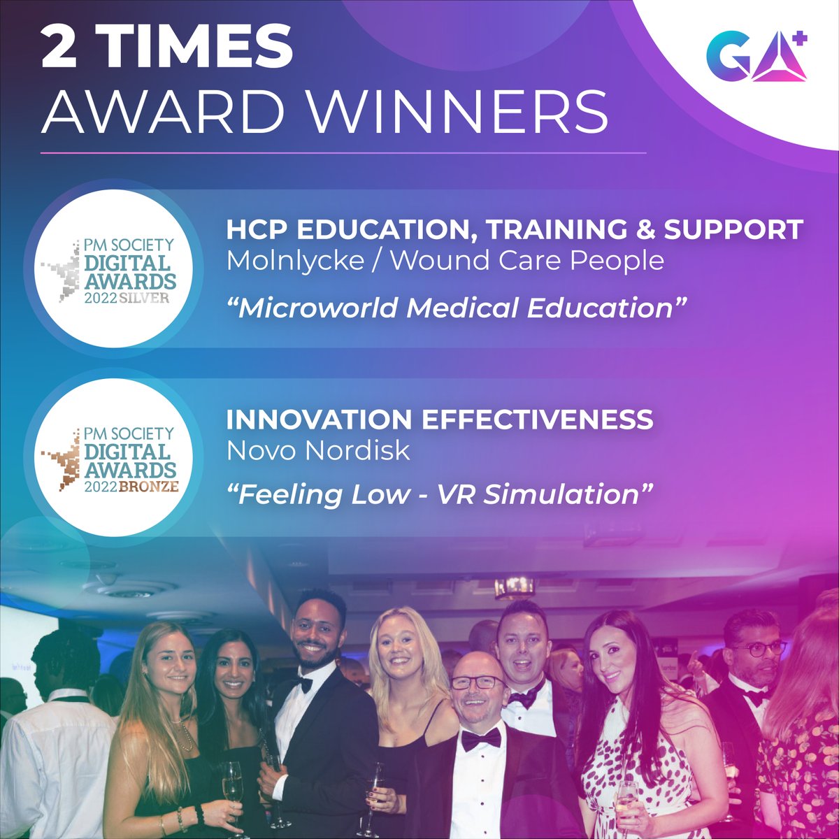 GAnimated's tweet photo. GAM are honoured to have been shortlisted for agency of the year and to come away with bronze and silver awards at the PM Digital awards!

#PMAwards #PMAwards2022 #healthcarecommunications #awards #agencylife #pharmamarketing #medcomms #PMsociety #animation #medcomms https://t.co/bWTDQcqAYM
