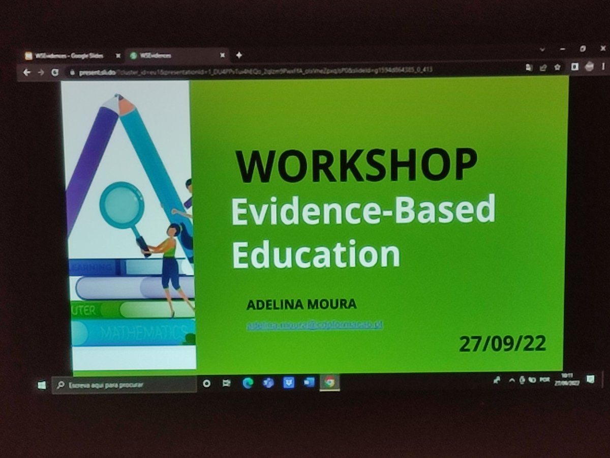 VanessaGarciMar's tweet photo. Seguimos con la formación. Hoy: #workshop "Evidence-Based Education" a cargo de Adelina Moura @Educarm @ProgramasRM @iborra_g @CPRRegionMurcia @innovaedum @direcmur https://t.co/nKXnQBelUB