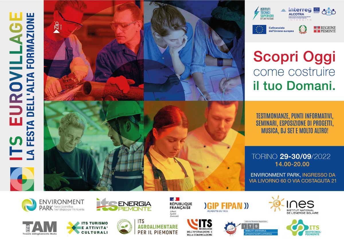 Segui i seminari di ⏰giovedì 29 e 30 settembre a Torino (Environment Park) in occasione di "ITS Eurovillage - la festa dell’alta formazione" il villaggio informativo sulle opportunità offerte dagli ITS, Istituti Tecnici Superiori. Qui le informazioni  its-piemonte.it