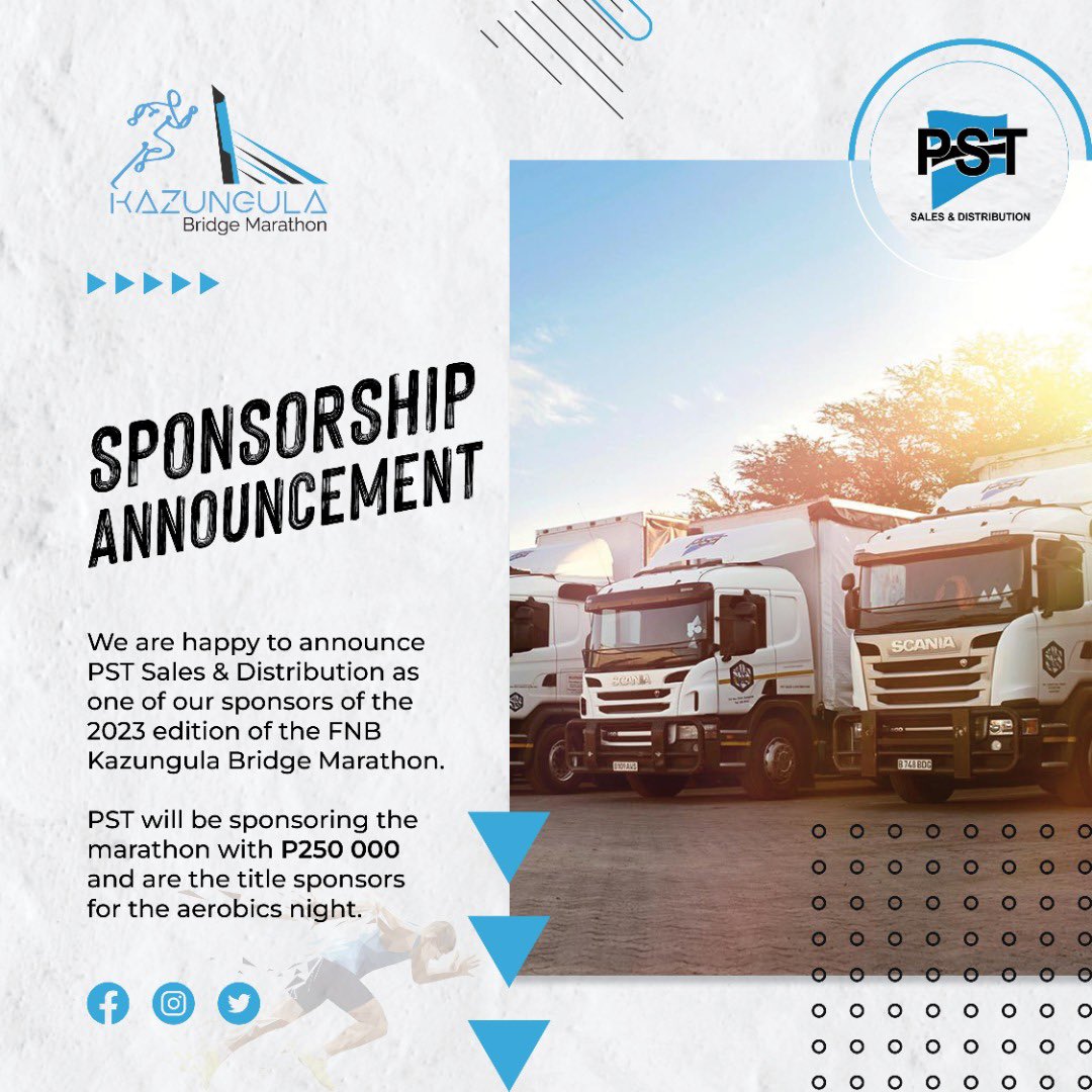 FNBKBM's tweet photo. We are pleased to announce PST Botswana as a sponsor of the FNBKBM 2023. PST comes on board with a sponsorship of P250 000 and are title sponsors for the FNBKBM Aerobics Night. 

Follow our page for details. 

#fnbkbm2023
#beapartofhistory
#sponsorshipannouncement https://t.co/dKbSKVlkFR