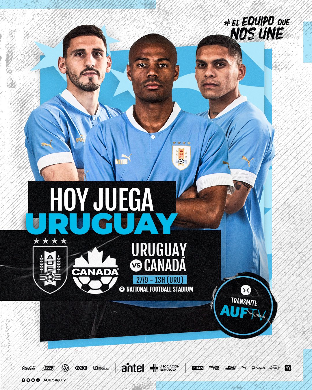 AUF - Selección Uruguaya de Fútbol - ¡Hoy juega Uruguay! #ElEquipoQueNosUne