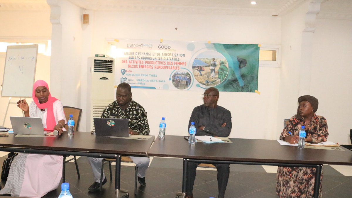 Energy4ImpactSn's tweet photo. Les travaux de l'Atelier de sensibilisation sur les opportunités d’affaires des activités productives des femmes nexus énergies renouvelables auprès des Système Financier Décentralisés organisés par @Energy4Impact &amp; Deliver for Good Sénégal ont démarré ce matin à l'hôtel Big FAIM https://t.co/XfPCJnTXcS