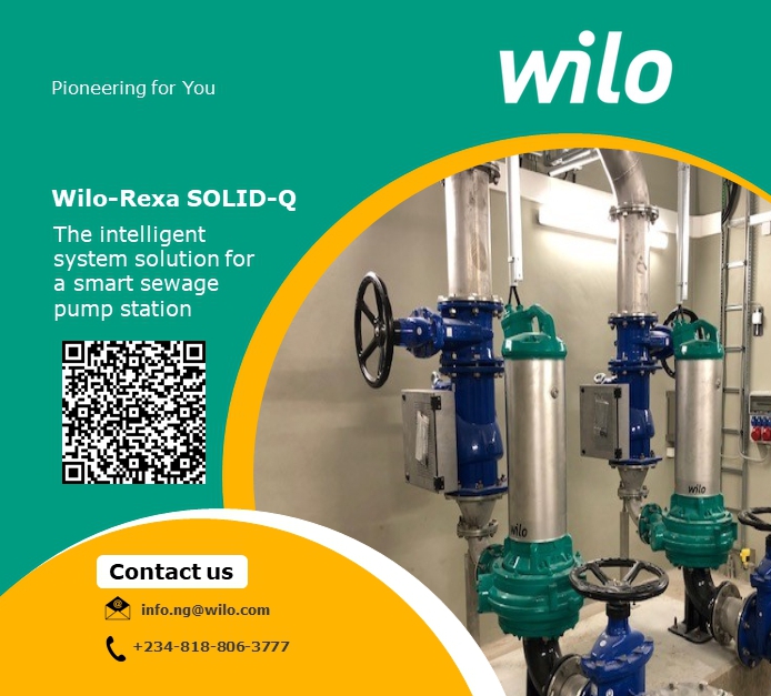 WiloPumpsNigLtd's tweet photo. Wilo-Rexa SOLID-Q with Nexos Intelligence 

The intelligent system solution for a smart sewage pump station characterised by operational reliability, energy efficiency and the highest level of digital networking.

#wilo #wilopumps #wilonigeria #sewagepump #smartpump https://t.co/8DbOcbXCDP