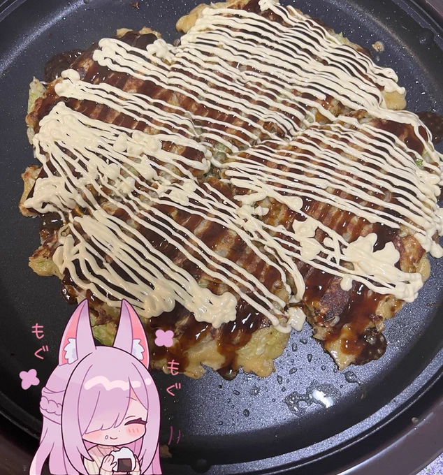 達人レイド後のお好み焼きは最高だぜ 
